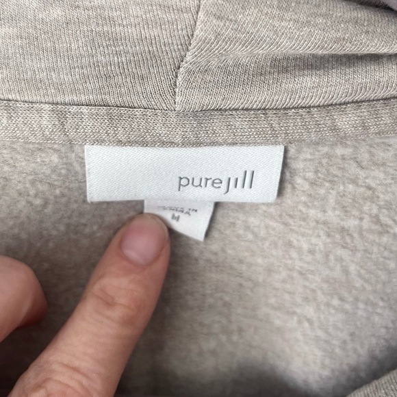 J. Jill Sweatshirt Women's Medium Cream Gray Cowl Neck Tunic Athleisure Cozy - Picture 6 of 8